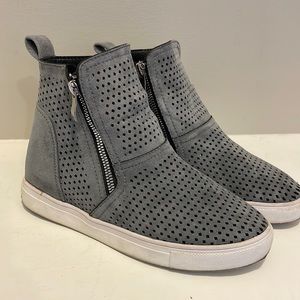 Gray high top slip ons